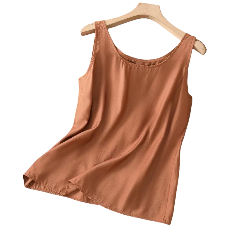Brown sleeveless tank top for women, pure cotton, slimming and form-fitting summer innerwear Item Picture