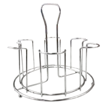 The silver metal cup holder kitchen countertop storage rack features a simple and modern style Item Picture