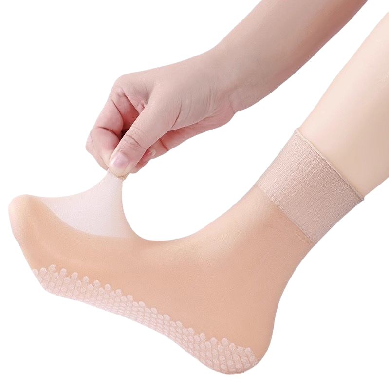 Close-up of skin-colored anti-slip socks for feet, thin, breathable and anti-slip silicone socks for women Item Picture
