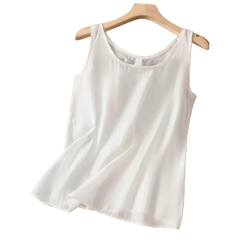 White sleeveless top, pure cotton, simple and versatile women's summer short-sleeved T-shirt Item Picture