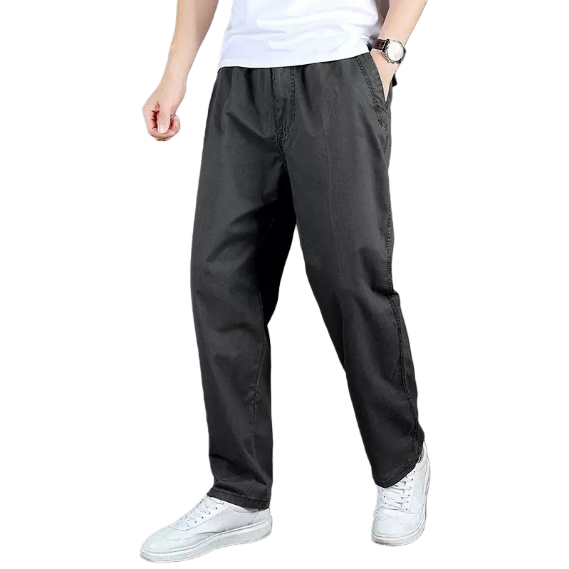 Black high-waisted straight-leg casual pants are versatile for both men and women, slimming and with a flowing effect. They are nine-inch pants Item Picture