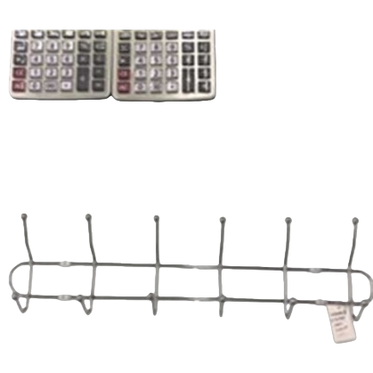 Silver metal hook rack and calculator multi-functional wall-mounted storage rack Item Picture