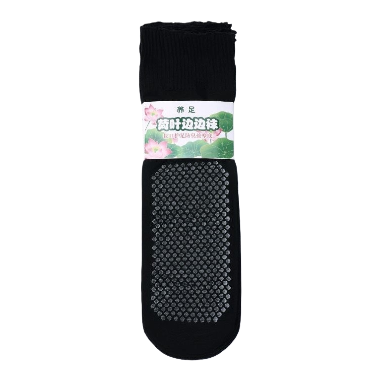 Black anti-slip socks made of pure cotton, sweat-absorbing and breathable, suitable for both men and women in sports and casual wear Item Picture