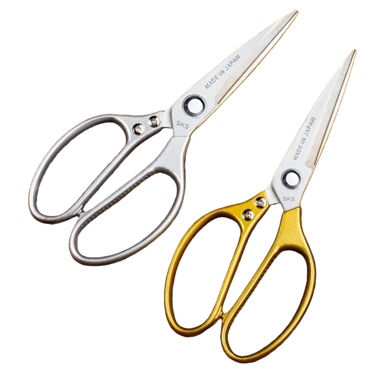 Silver and gold scissors, wooden cutting board set, kitchen cutting tools, solid wood base Item Picture