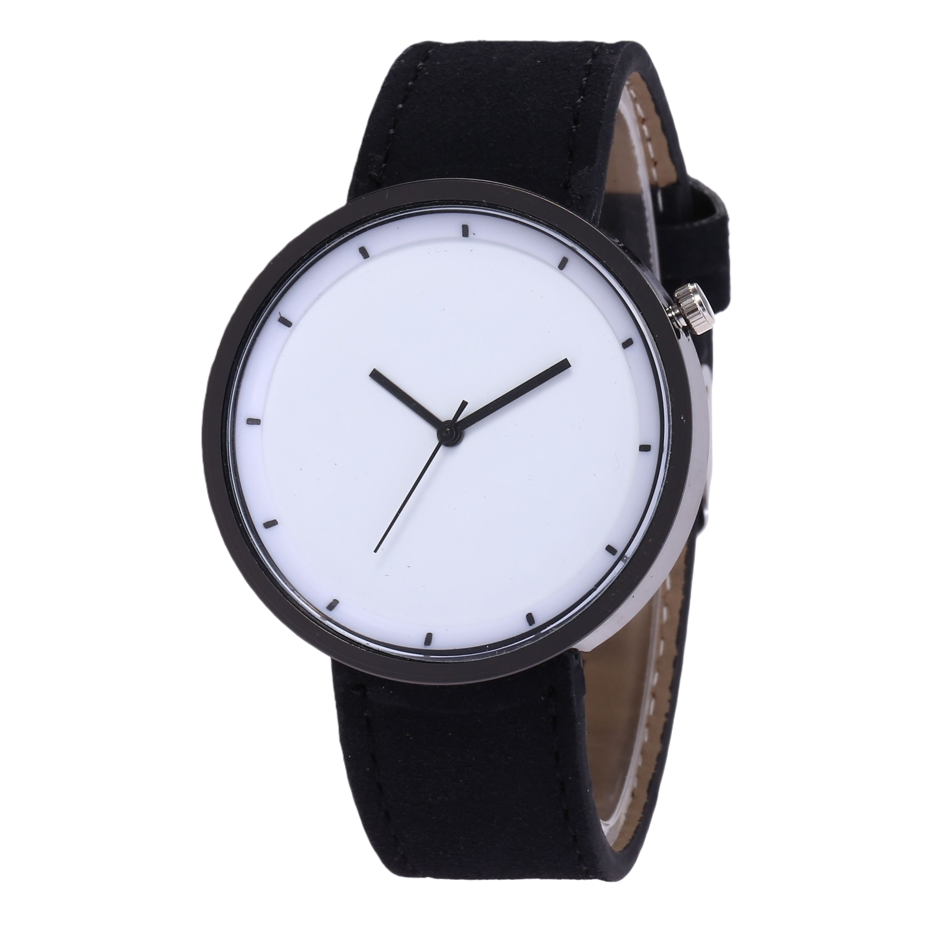 The black strap and white dial quartz ladies' watch is simple, fashionable and versatile Item Picture