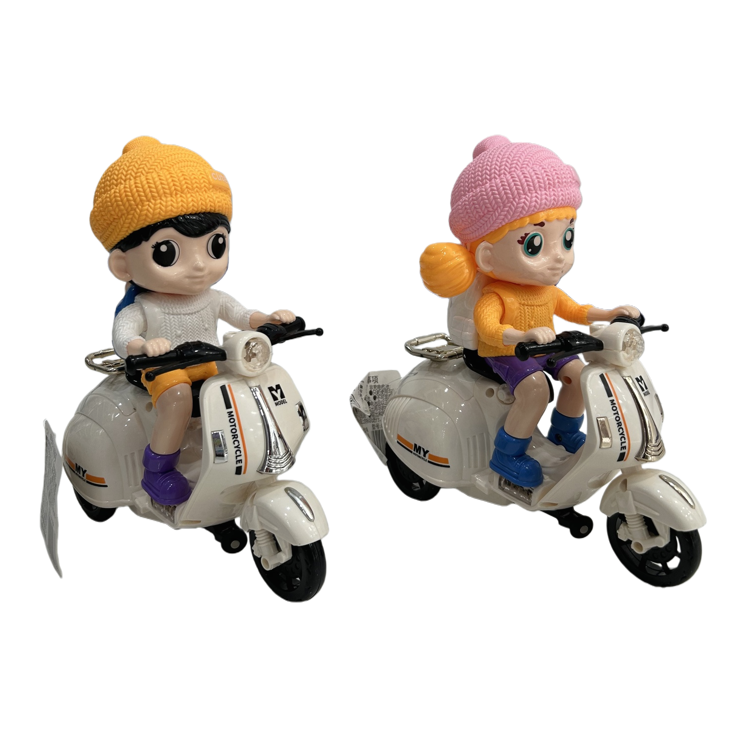 White motorcycle double doll set Item Picture