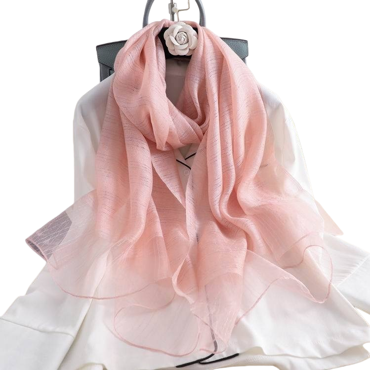 وشاح حرير وردي من الحرير الحقيقي Item Picture