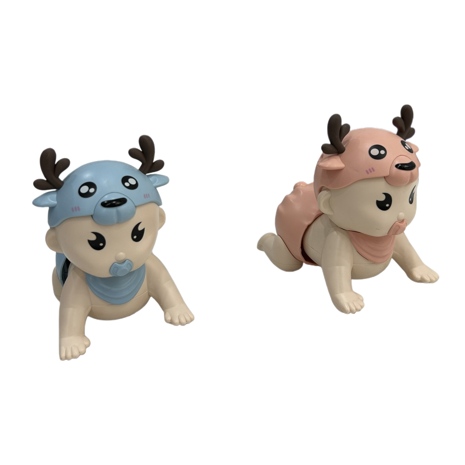 Pink and blue antler baby toy, soothing rattle, early education and intelligence soft rubber Item Picture