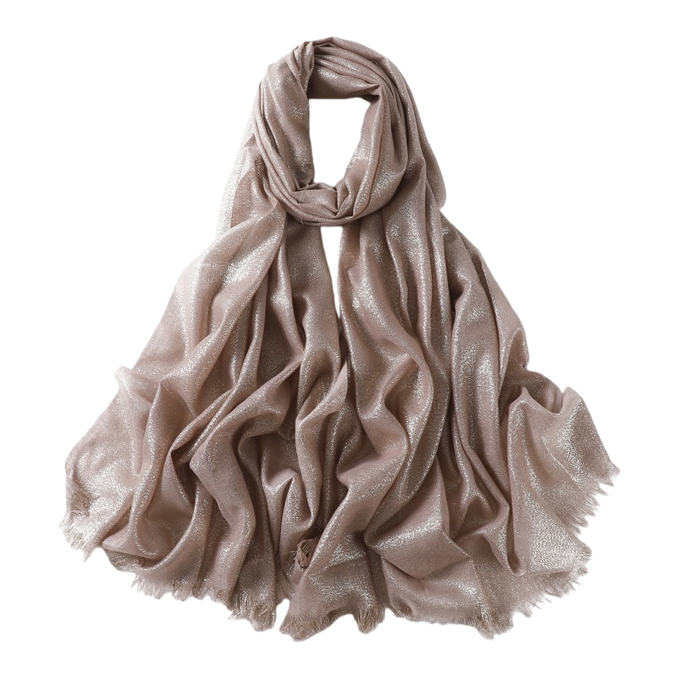 Champagne-colored shiny silk scarf is a versatile and fashionable shawl for women to keep warm in autumn and winter Item Picture
