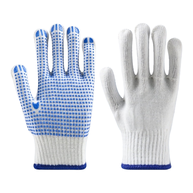 Blue dot plastic wear-resistant PVC gloves, anti-slip thickened work protective gloves Item Picture
