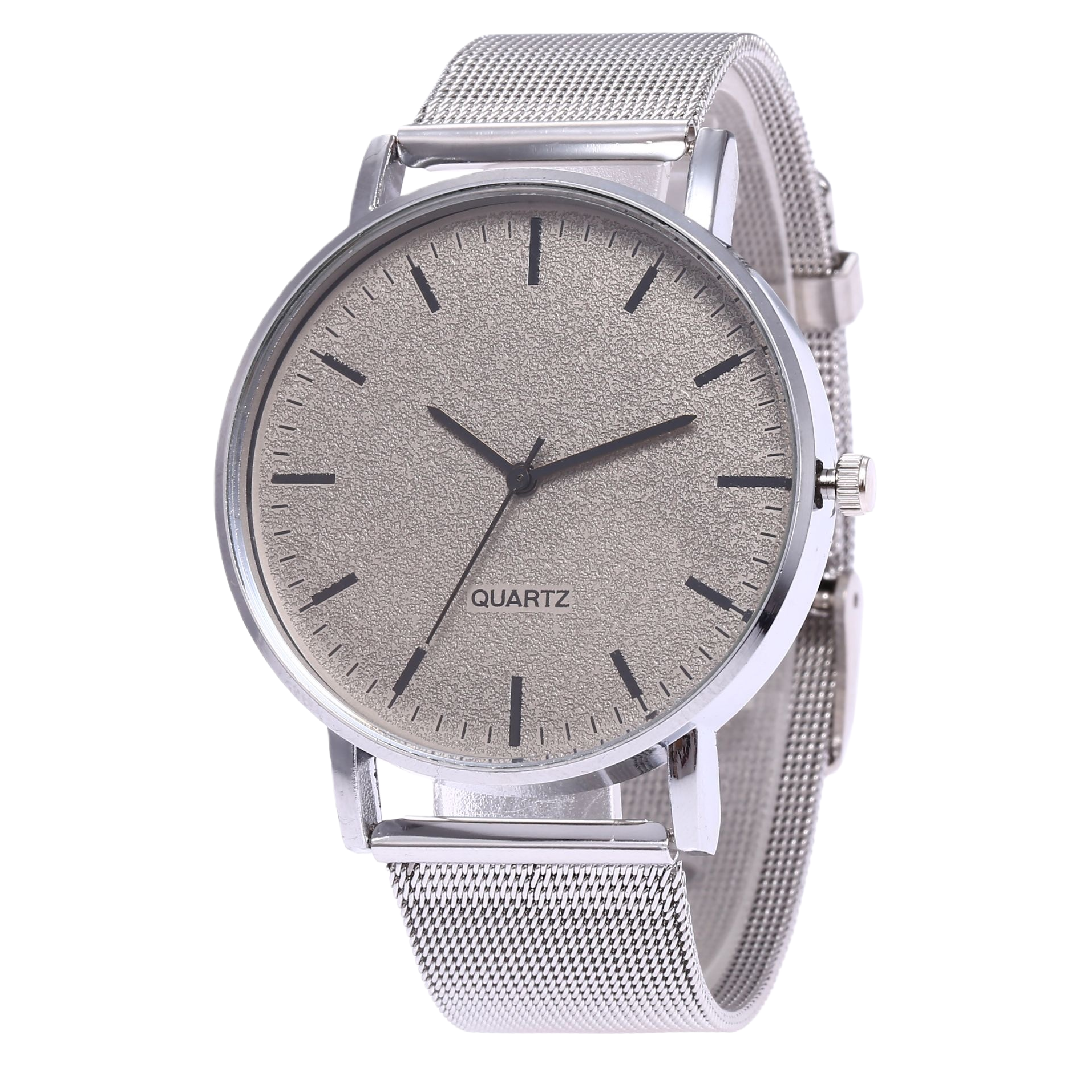 Silver metal mesh strap quartz watch for women, simple and fashionable Item Picture