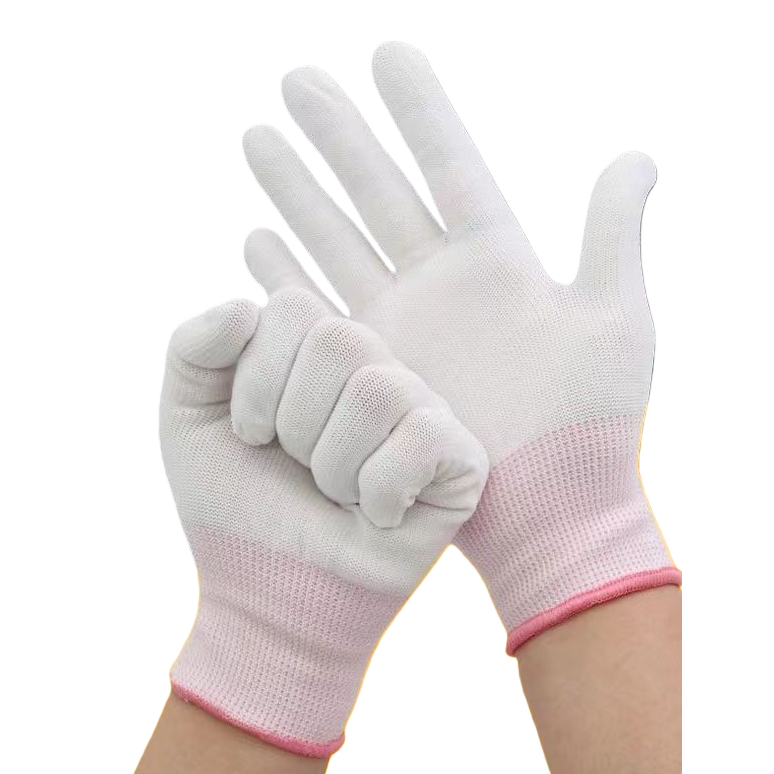 White knitted work gloves are breathable, anti-slip, wear-resistant and lightweight Item Picture
