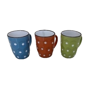 The colorful polka dot ceramic cup is a simple household water cup with a smooth glaze surface after high-temperature firing Item Picture