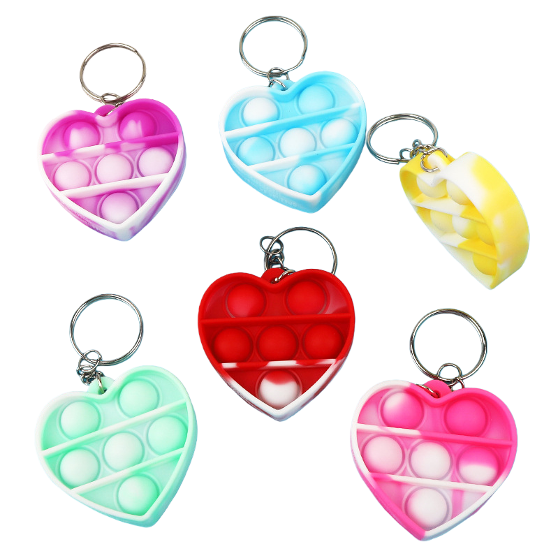Colorful heart-shaped bubble press keychain creative and cute portable pendant Item Picture