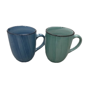 Blue striped ceramic cups and green striped ceramic cups with smooth glaze are household coffee cups Item Picture