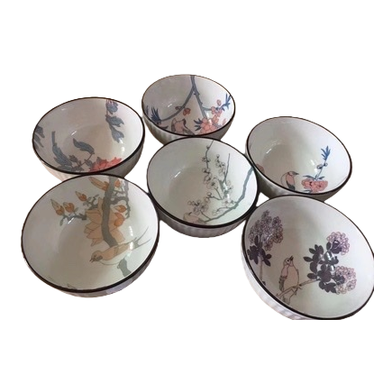 Painted porcelain bowls, household ceramic tableware bowls, rice bowls and soup bowls, simple Nordic style Item Picture