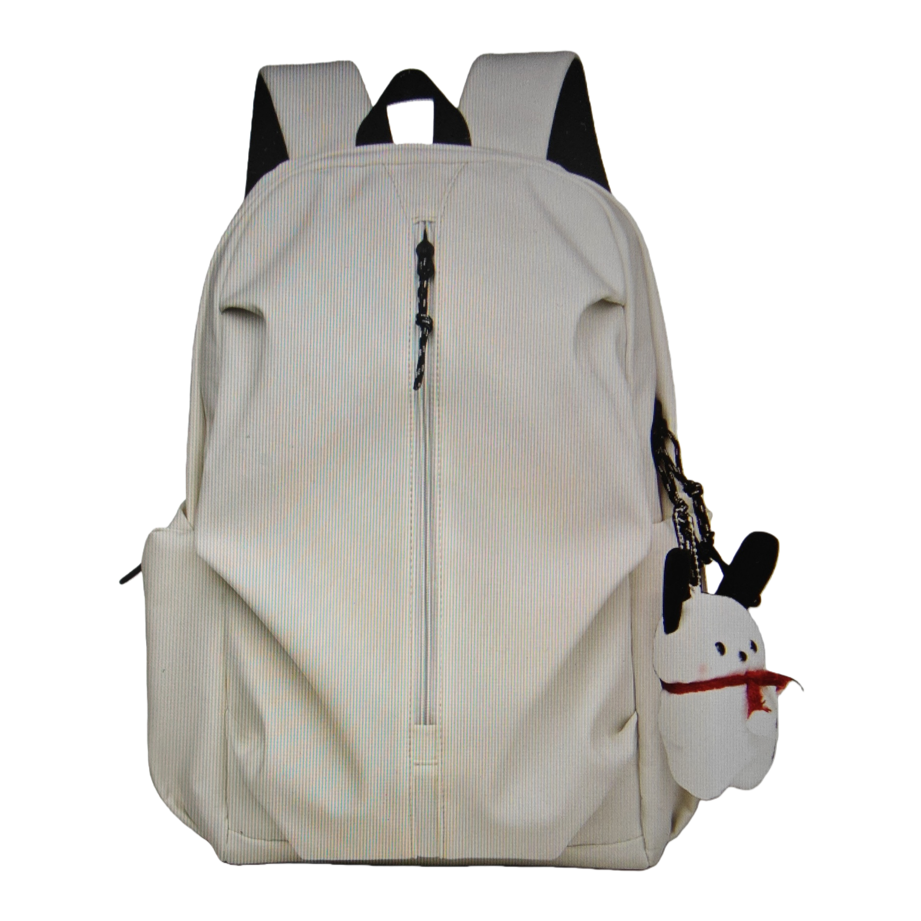 This white, simple and fashionable casual backpack features adjustable shoulder straps, making it lightweight and durable for commuting to school Item Picture
