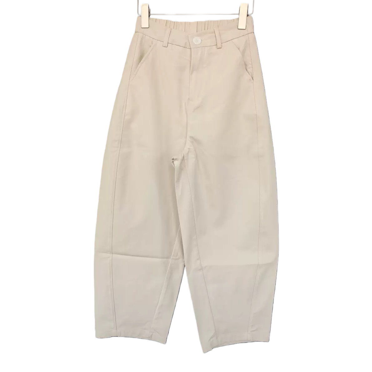 Off-white tencel cotton curved knife pants, high-waisted, slimming and drape casual trousers Item Picture