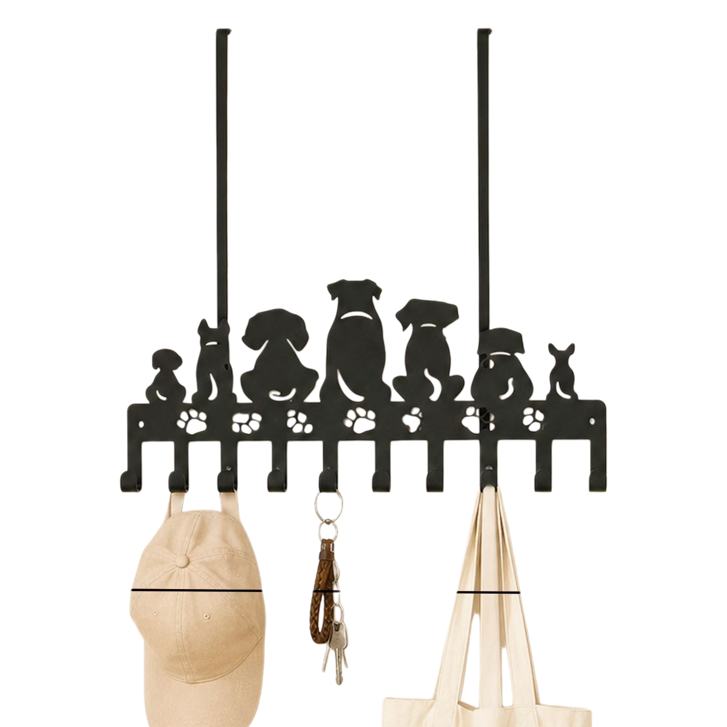 Black dog-shaped hook rack wall-mounted without drilling for bathroom and kitchen storage Item Picture