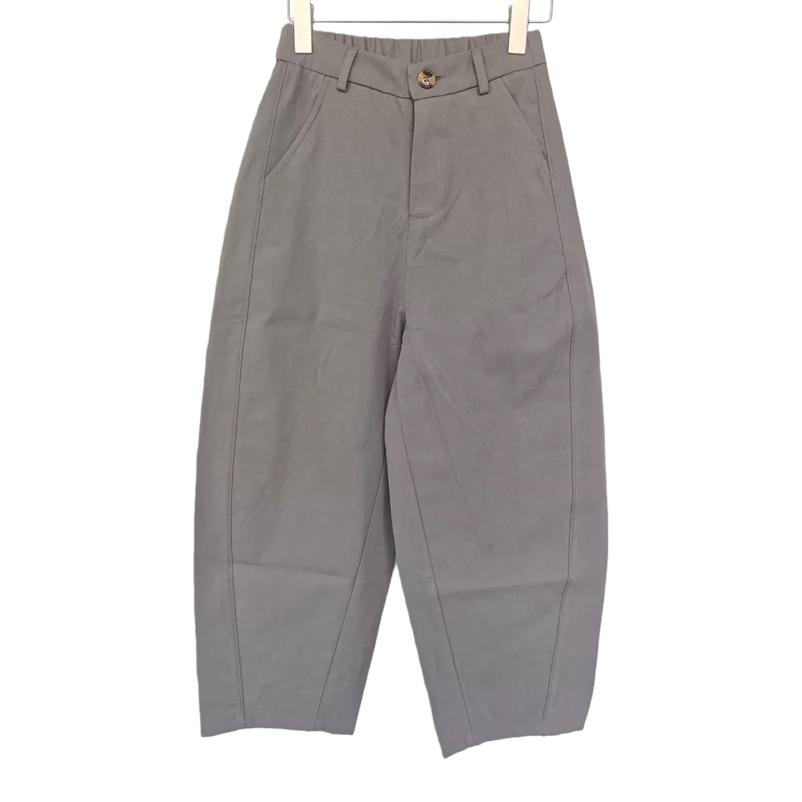 Grey Tencel cotton curved knife pants, slimming and high-stretch casual trousers Item Picture