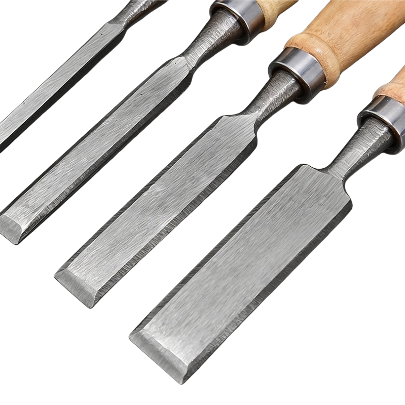 The metal chisel tool set includes professional woodworking engraving tools such as flat-mouth, bevel and round-mouth chisels Item Picture