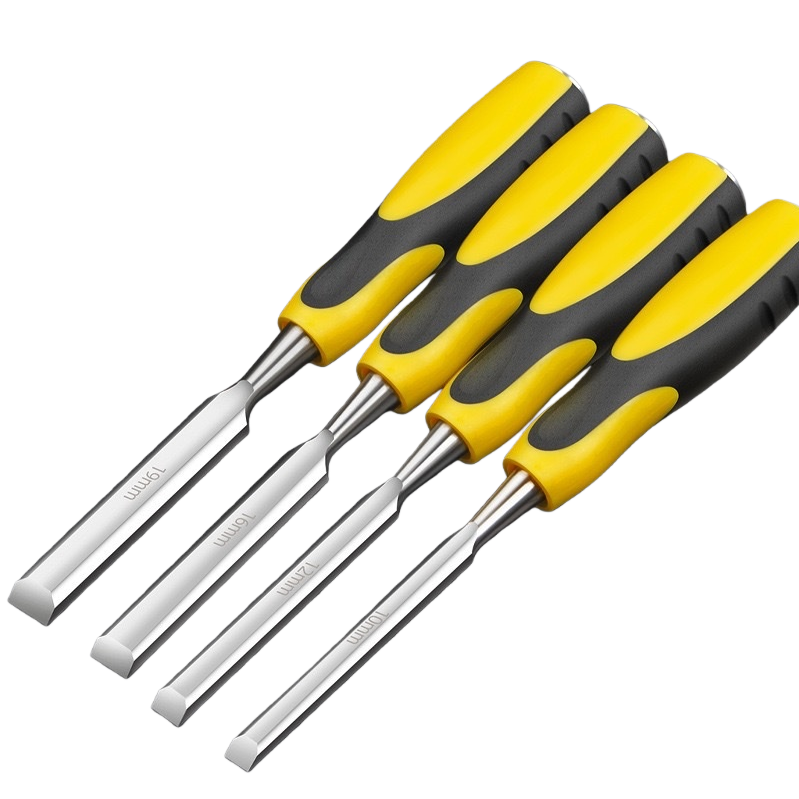 Yellow black-patterned handle woodworking chisel, professional wood carving chisel, hardwood handle chisel Item Picture