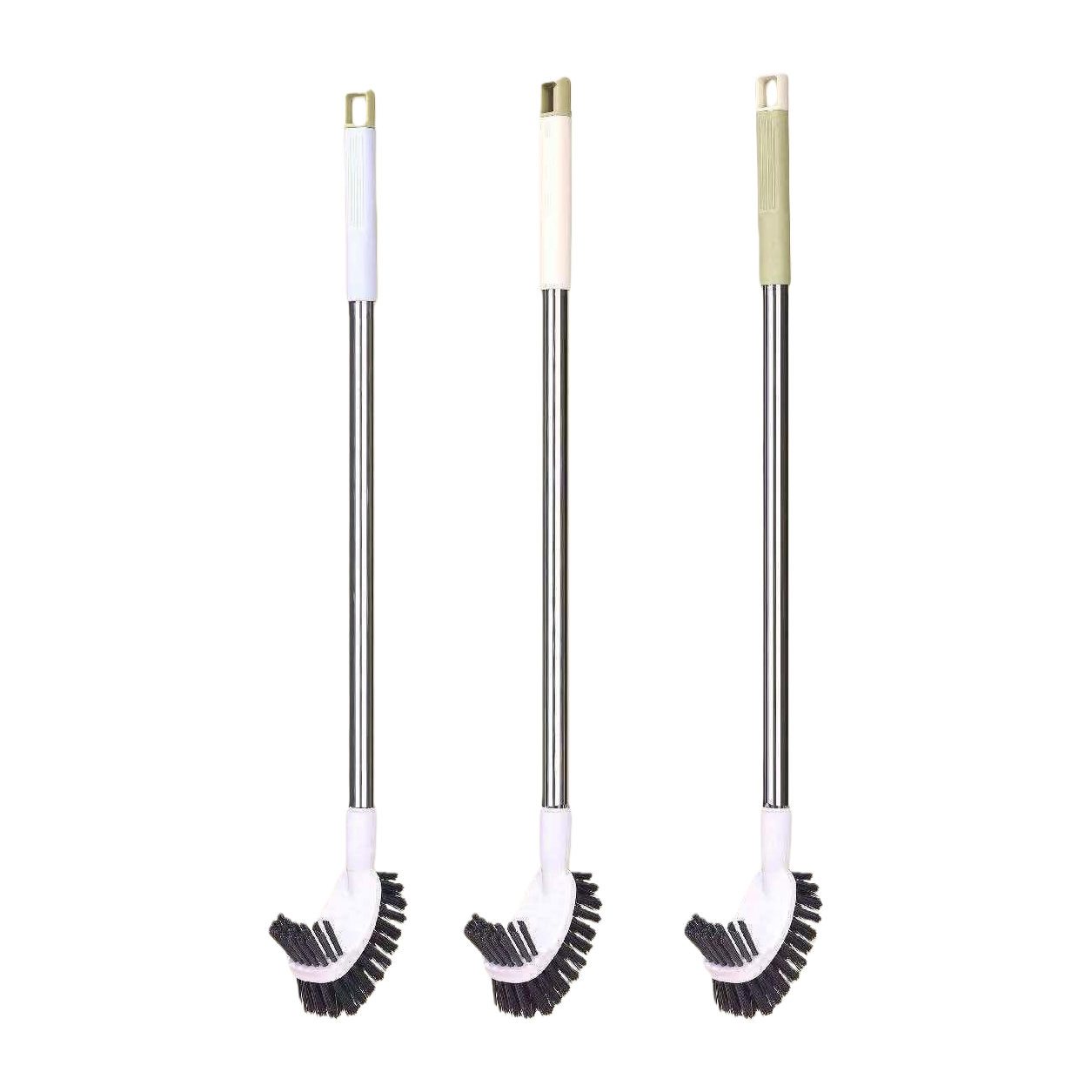Stainless steel rod double-sided toilet brush, household cleaning brush, powerful stain removal, durable and does not damage the glaze surface Item Picture