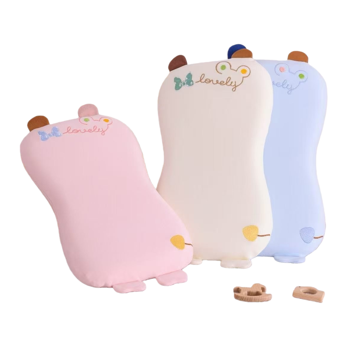Mickey Mouse cartoon pink, white and blue three-color pillowcase and pillow core set Item Picture