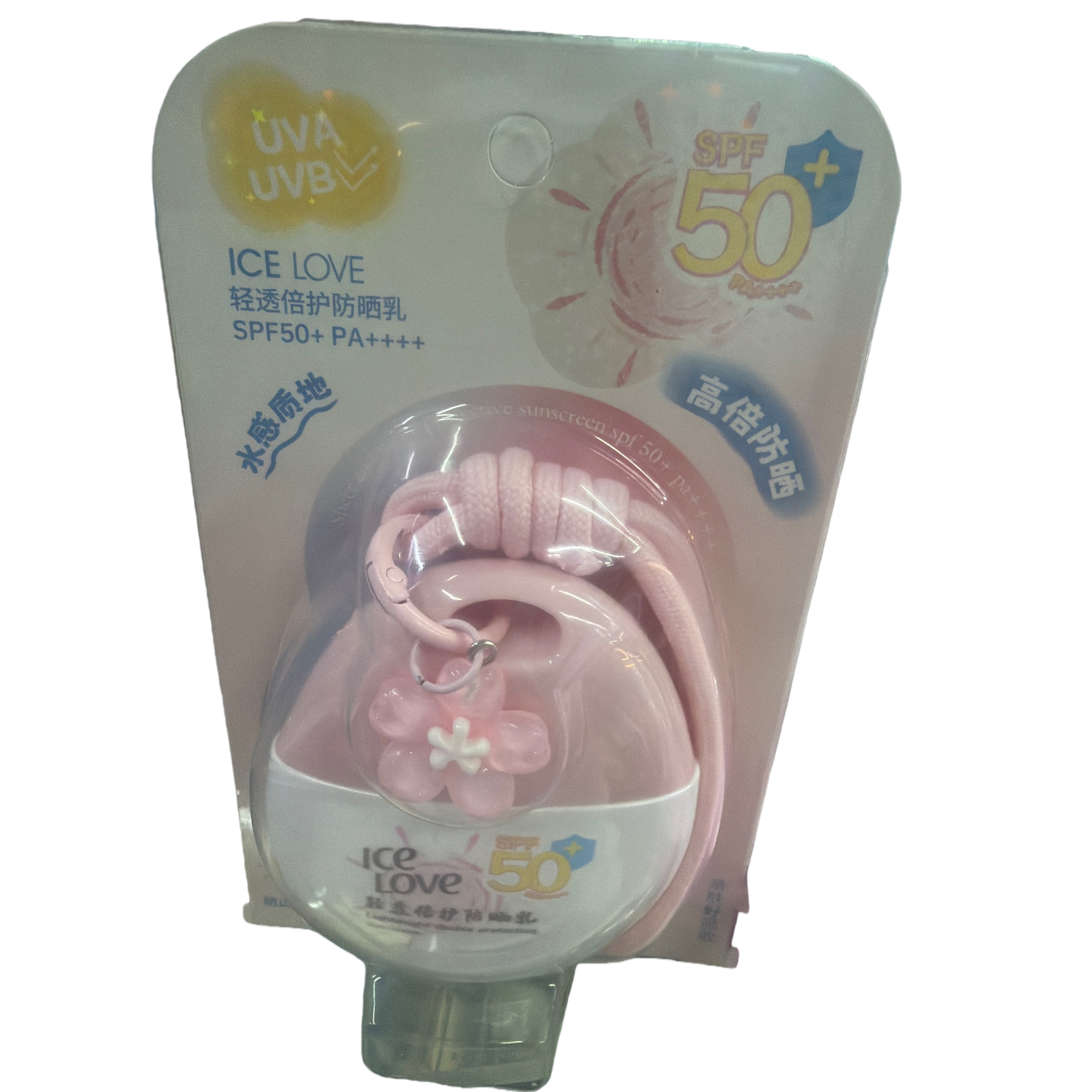 Pink sunscreen lotion packaging SPF30 PA+++ Clear, non-greasy, long-lasting protection, light and watery Item Picture