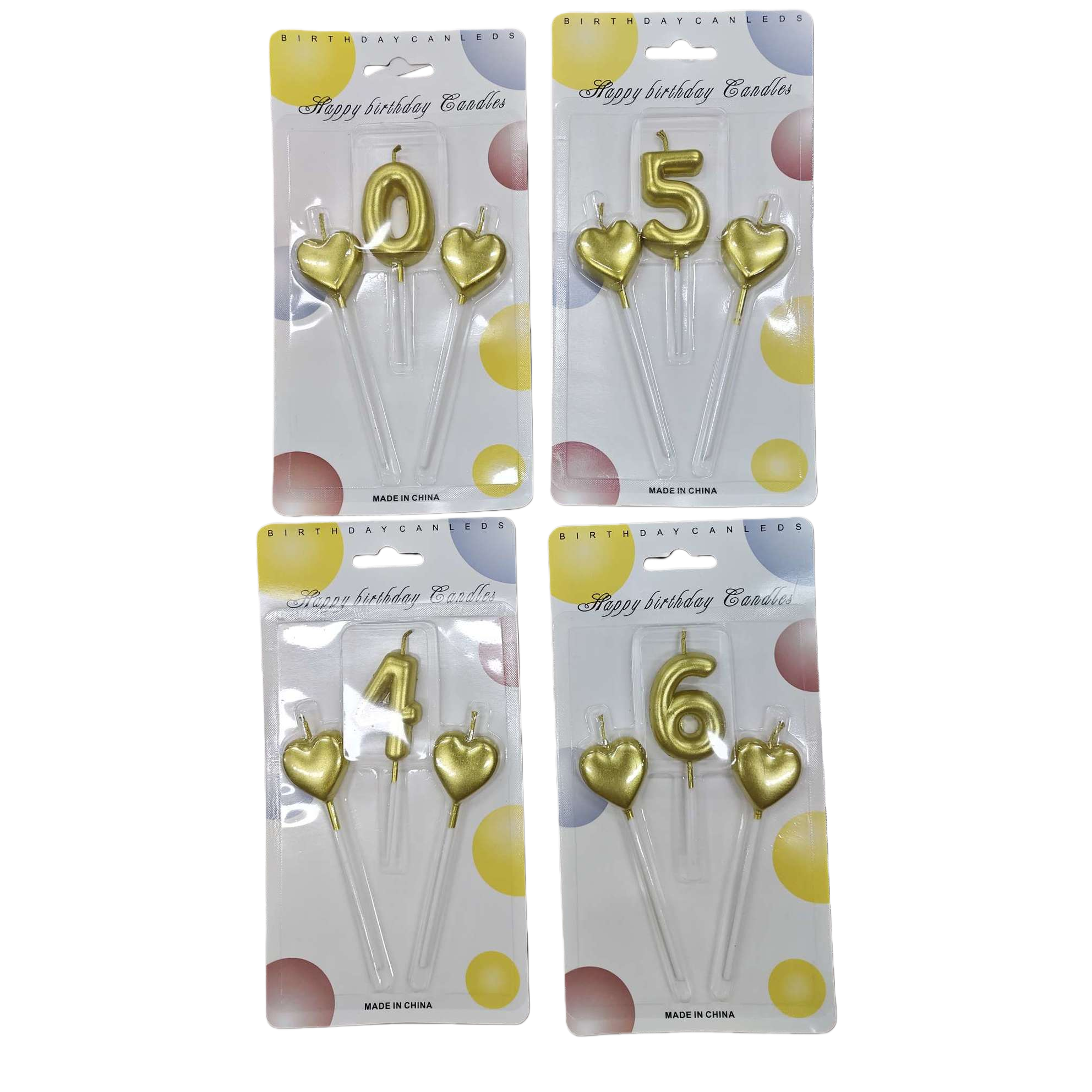 Golden number and heart-shaped birthday candles for creative party decoration can be customized for age Item Picture