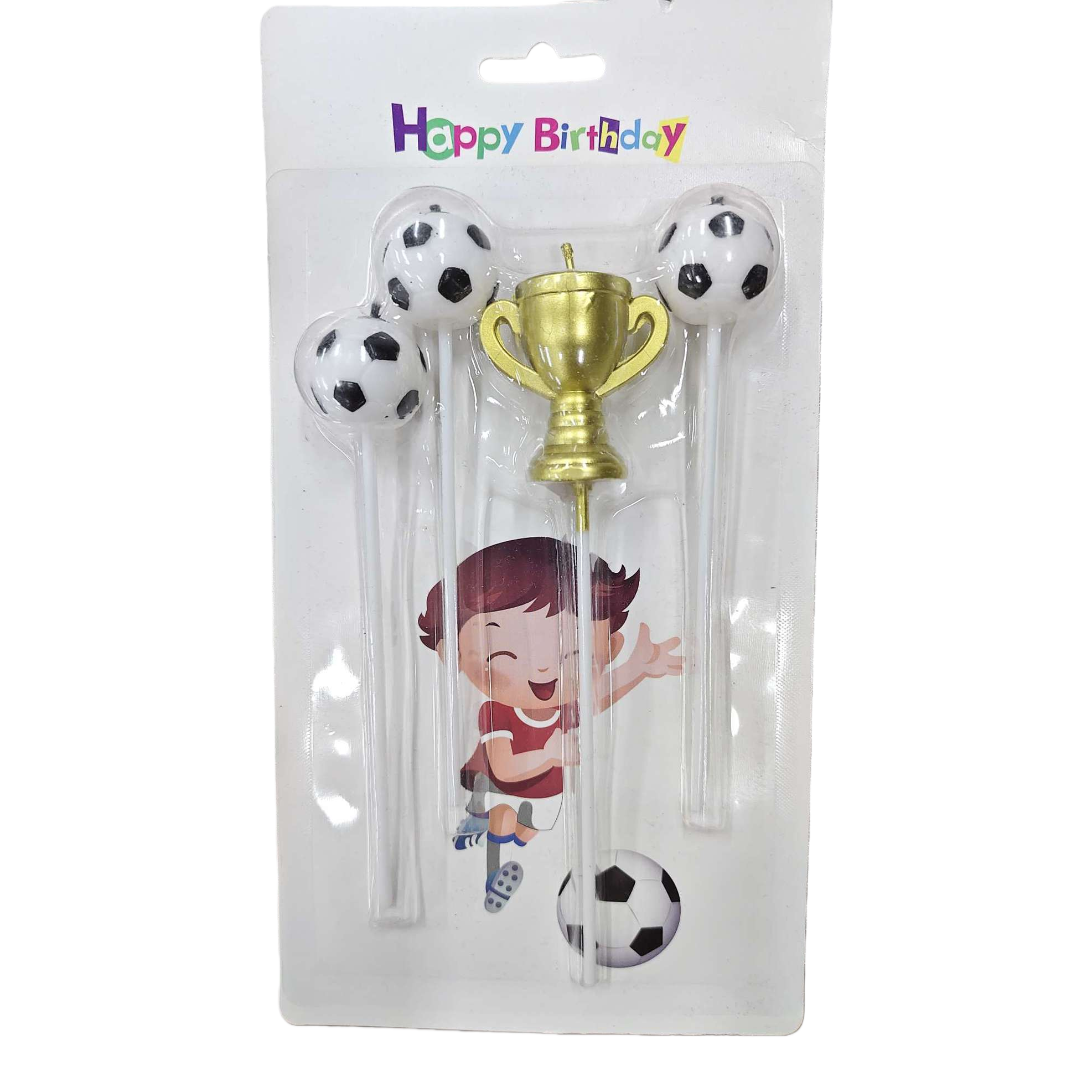 Football-themed white packaging bag birthday candle set Item Picture