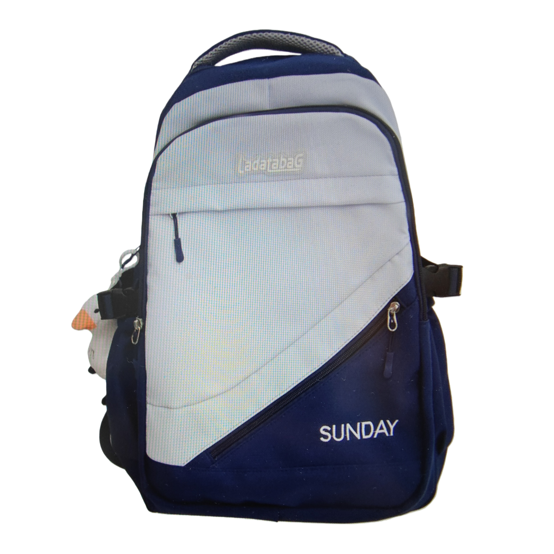 A simple and fashionable backpack in blue and white, lightweight and large-capacity, suitable for student commuting Item Picture