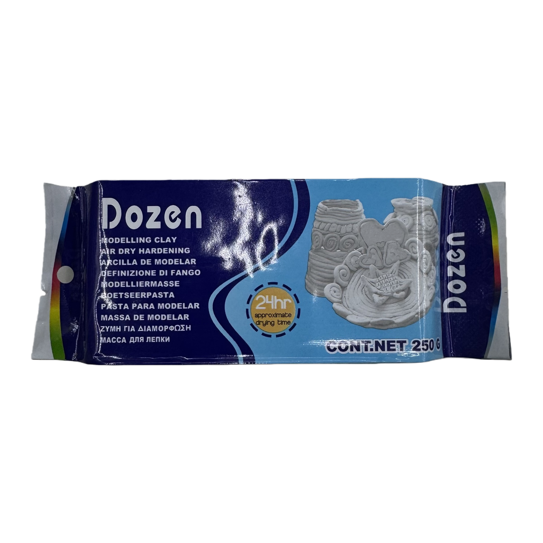 Dozen blue packaging, 250 grams of molded clay, 24-hour dried, with ceramic patterns Item Picture
