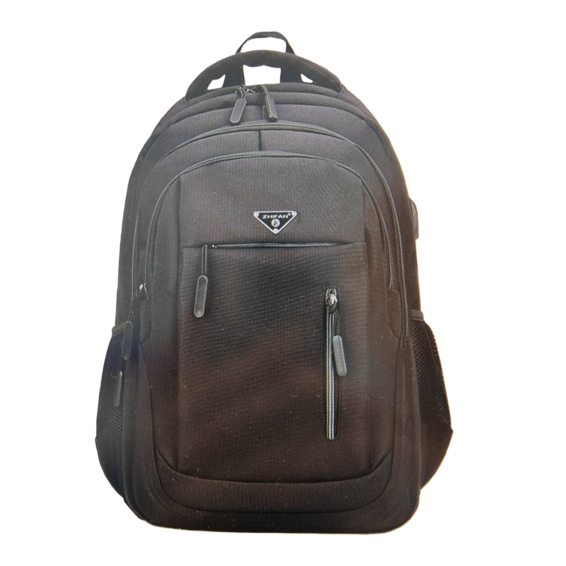 The black backpack is simple and versatile. It is convenient for students to commute, has a large capacity and is fashionable and casual Item Picture