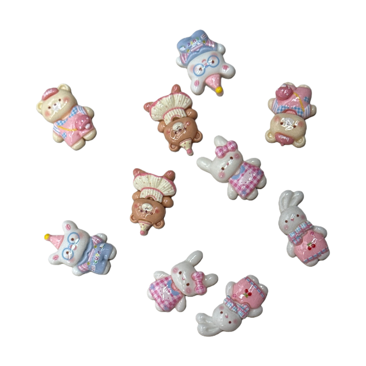 Cute pink cartoon bear and rabbit ceramic ornaments for home decoration Item Picture