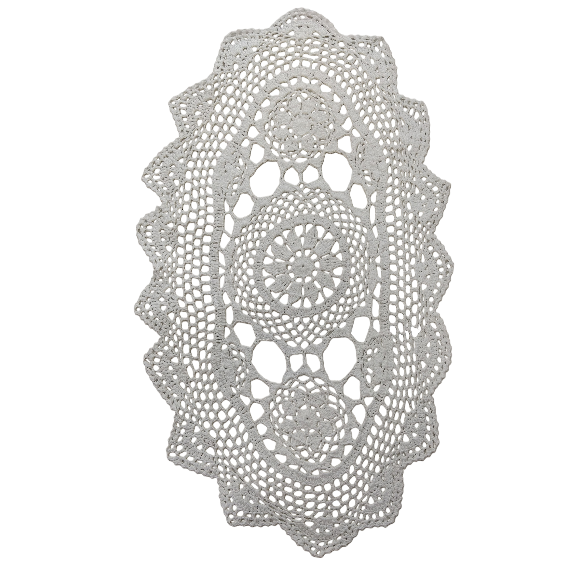 White handcrafted crochet table mat, home oval-shaped coffee table mat, Nordic style Item Picture