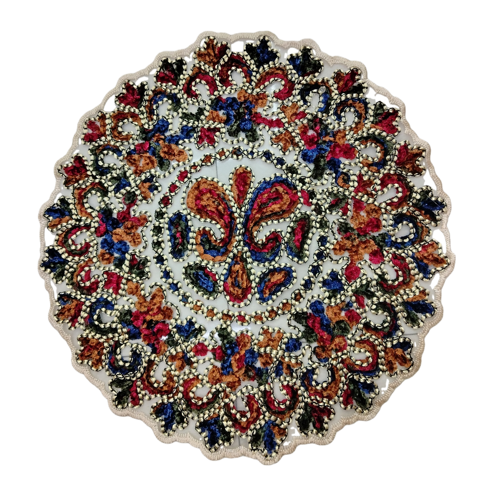 Colorful embroidered round table MATS, home dining table MATS, Nordic-style living room coffee table MATS Item Picture