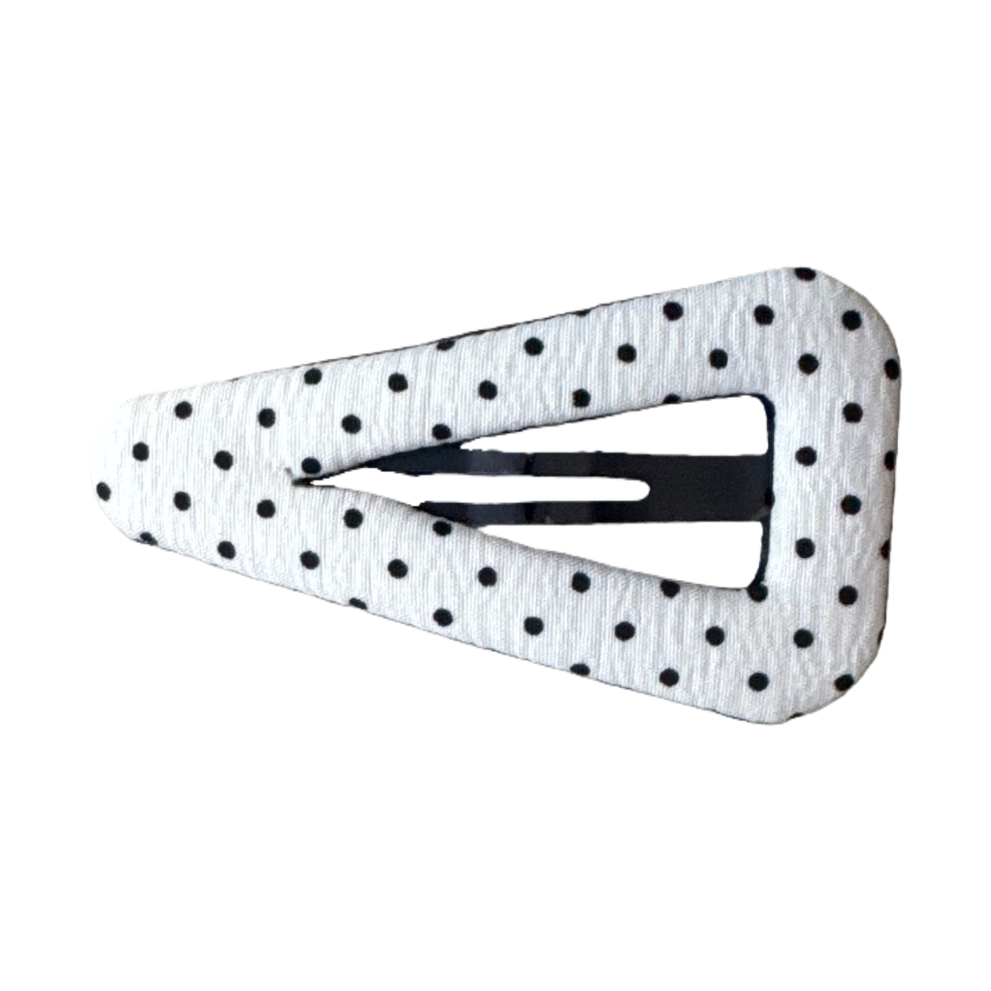 The black and white polka dot hair clip is a simple and retro headwear for women. The metal buckle is anti-slip and not easy to fall off Item Picture