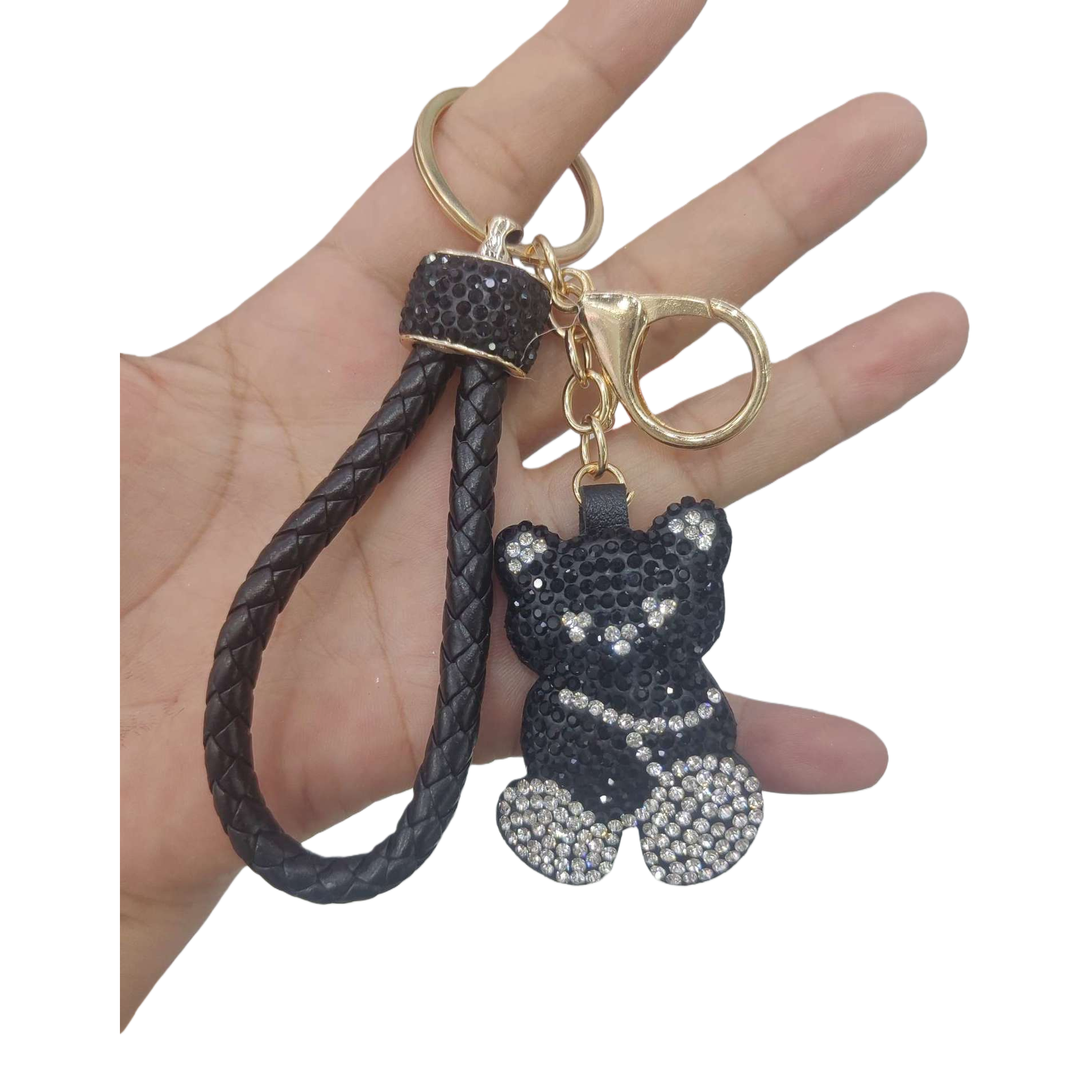 أزرار مدية معدنية ذهبية بحبال جلدية منسوجة من مفاتيح مقوشة بالحفر الأسود Item Picture