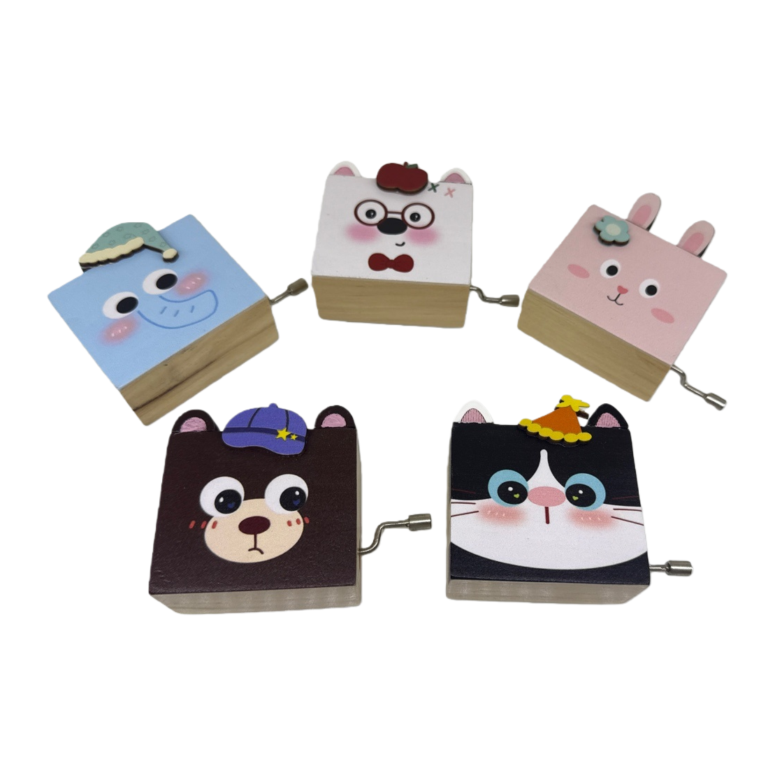 Colorful cartoon wooden music box, cute pet music box decoration, children's birthday gift, souvenir music box Item Picture