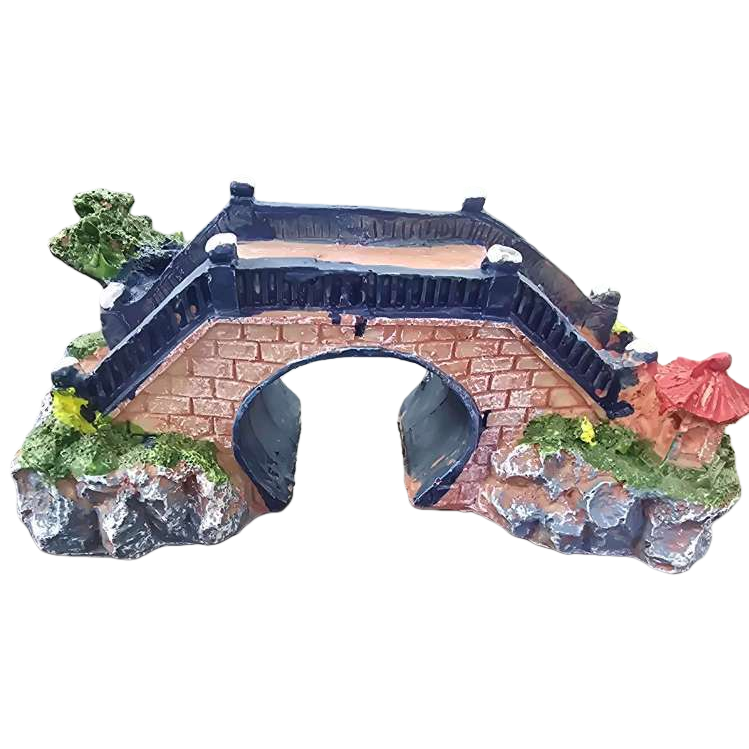 Colorful bridge-shaped fish tank decorative items, simulated water plant landscaping ornaments, Aquarium accessories Item Picture