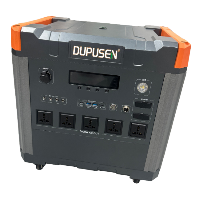 DUPUSEN grey orange edge portable power supply 5000W AC OUT multi-socket USB LED knob control Item Picture