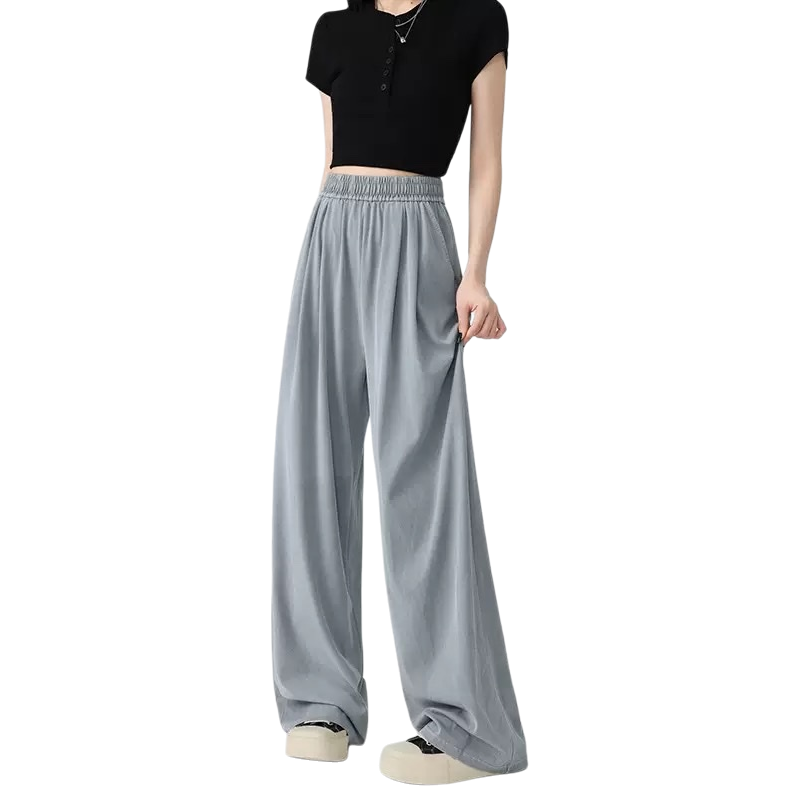 سراويل الأرجل الرمادية ذات الأرجل الرمادية، مع ملابس ترفيهية نحيفة على خصرها Item Picture