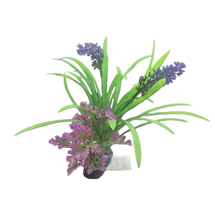 Green leaf and purple flower artificial aquatic plant decoration Item Picture
