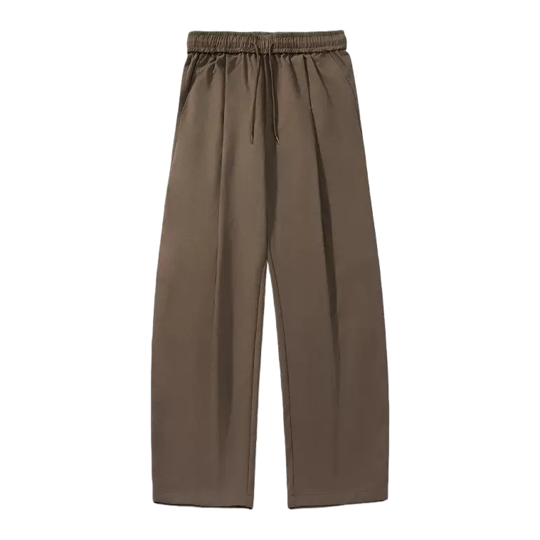 Brown drawstring casual pants for both men and women, loose and slimming sporty tight-fitting trousers Item Picture