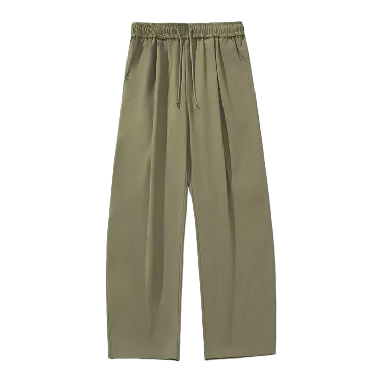 Olive green drawstring casual pants for both men and women, loose and slimming sportswear pants Item Picture
