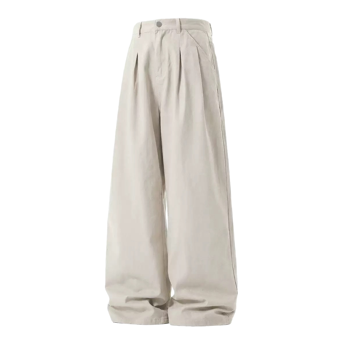 Beige high-waisted wide-leg pants with a slimming feel, loose and casual trousers for women Item Picture