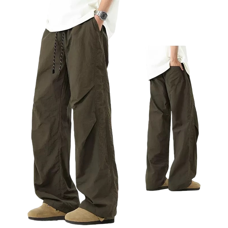 Military green loose cargo pants, casual and versatile high-waisted straight-leg trousers Item Picture