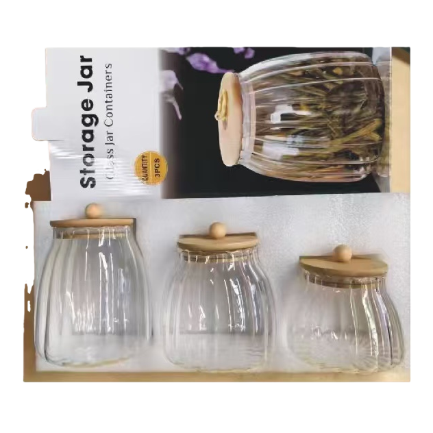 Transparent glass storage tank, household kitchen storage sealed moisture-proof and fresh-keeping container Item Picture