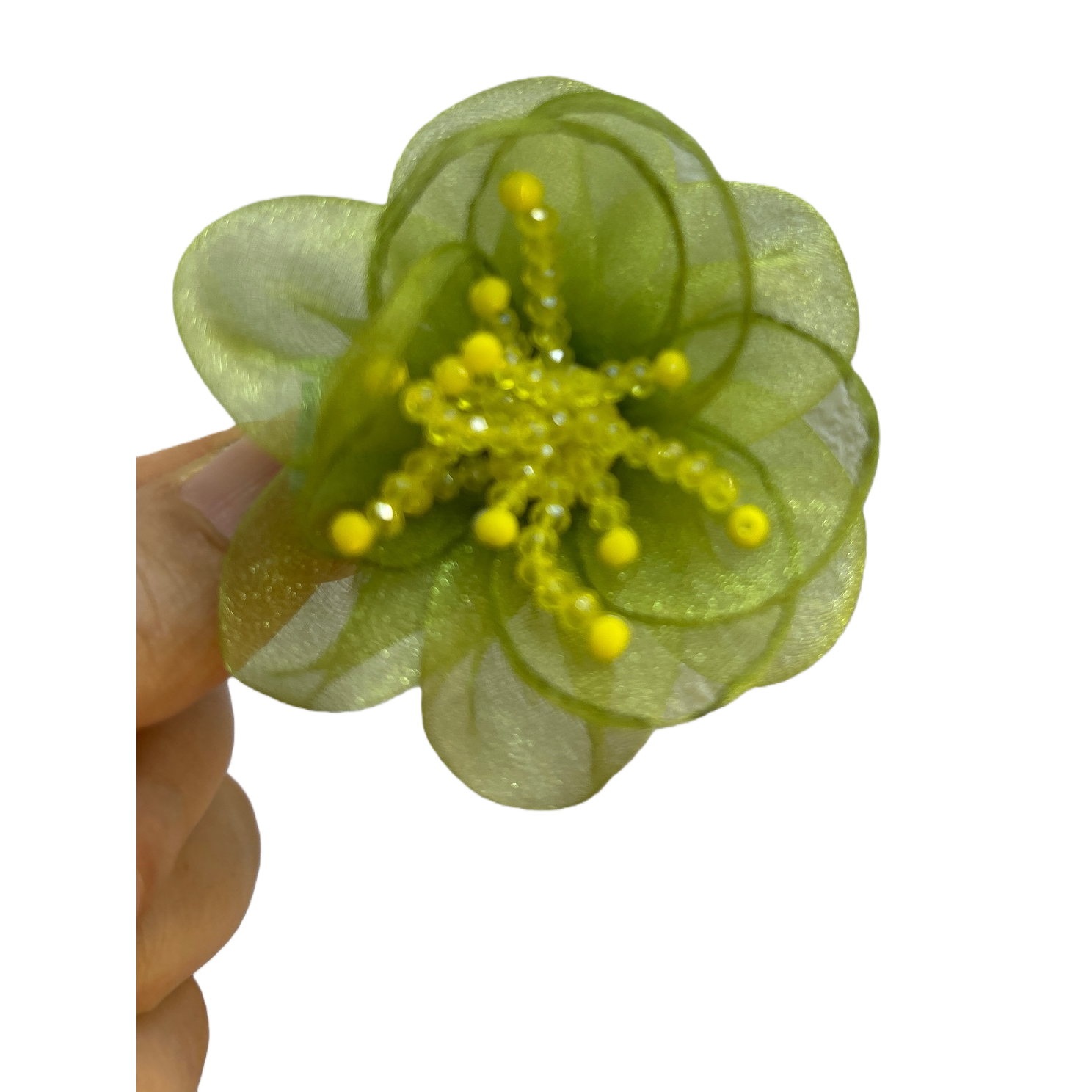 The green gauze floral hair accessory for women is light, breathable and suitable for spring and summer Item Picture